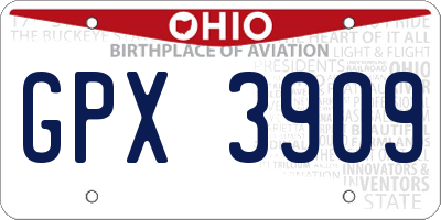 OH license plate GPX3909