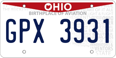 OH license plate GPX3931