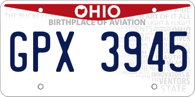 OH license plate GPX3945