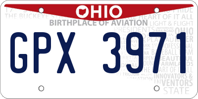 OH license plate GPX3971