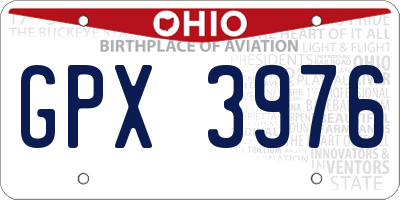 OH license plate GPX3976
