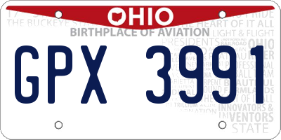 OH license plate GPX3991
