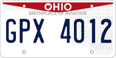 OH license plate GPX4012