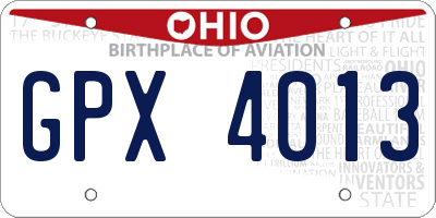 OH license plate GPX4013