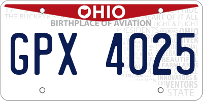 OH license plate GPX4025