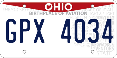 OH license plate GPX4034
