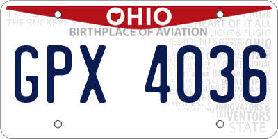 OH license plate GPX4036
