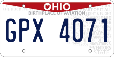 OH license plate GPX4071