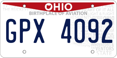 OH license plate GPX4092