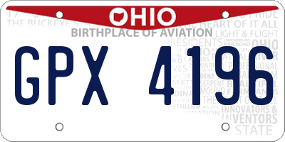 OH license plate GPX4196