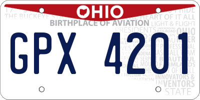 OH license plate GPX4201