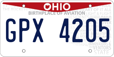 OH license plate GPX4205