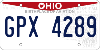 OH license plate GPX4289