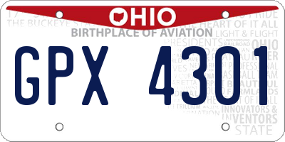 OH license plate GPX4301