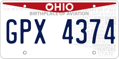 OH license plate GPX4374