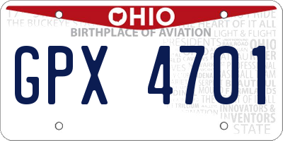 OH license plate GPX4701