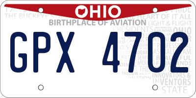 OH license plate GPX4702