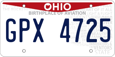 OH license plate GPX4725