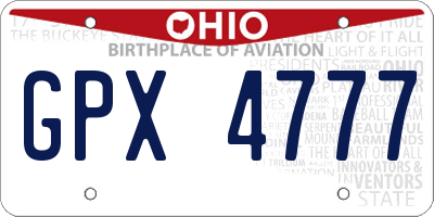 OH license plate GPX4777