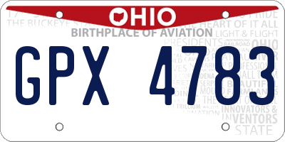 OH license plate GPX4783