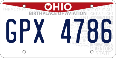 OH license plate GPX4786