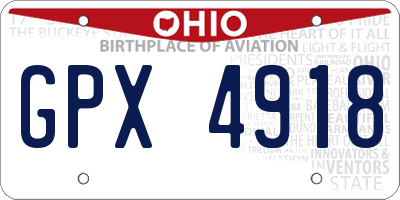 OH license plate GPX4918