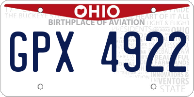 OH license plate GPX4922
