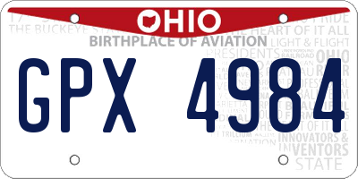 OH license plate GPX4984