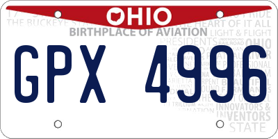 OH license plate GPX4996