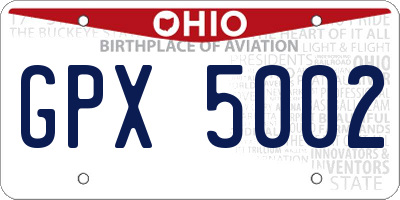 OH license plate GPX5002