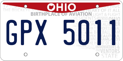OH license plate GPX5011