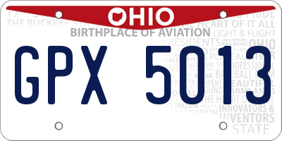 OH license plate GPX5013
