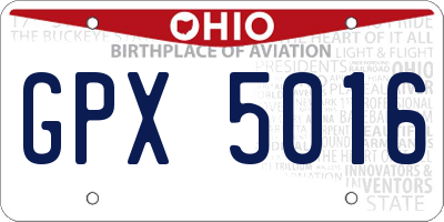 OH license plate GPX5016