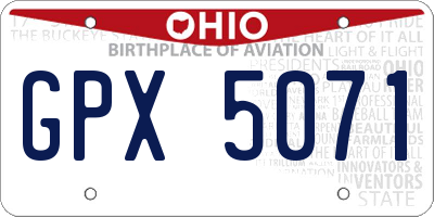 OH license plate GPX5071