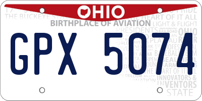 OH license plate GPX5074