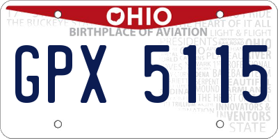 OH license plate GPX5115