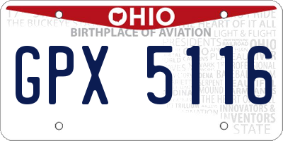 OH license plate GPX5116