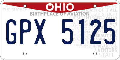 OH license plate GPX5125