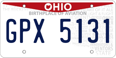 OH license plate GPX5131