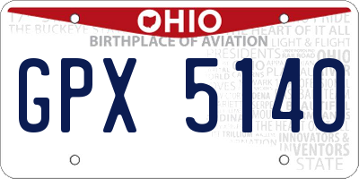 OH license plate GPX5140