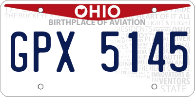 OH license plate GPX5145