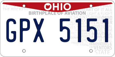 OH license plate GPX5151