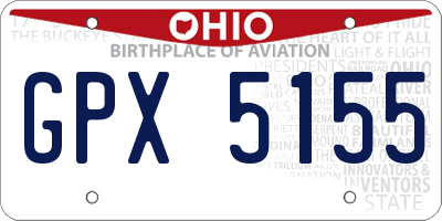 OH license plate GPX5155