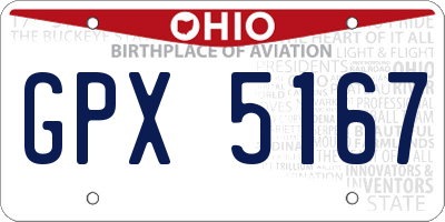 OH license plate GPX5167