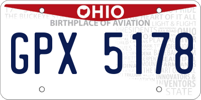 OH license plate GPX5178