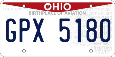OH license plate GPX5180