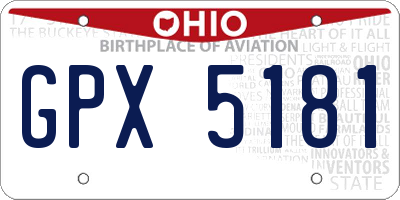 OH license plate GPX5181