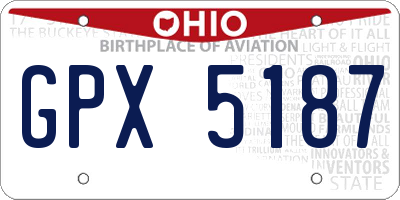 OH license plate GPX5187