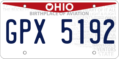 OH license plate GPX5192