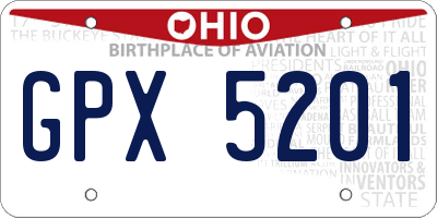 OH license plate GPX5201